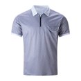 thumbnail image 6 of FAOWME Men's Summer 2 Piece Set Short Sleeved Lapel Half Zipper Solid Color Top And Shorts Comfortable Fashion Outfits For Casual Daily Wear,L,Grey, 6 of 9