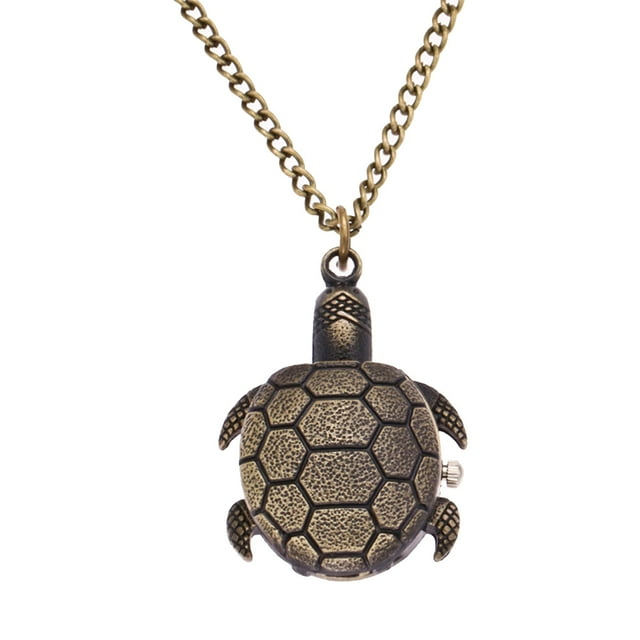 MasteelfCA 1pc Retro Pocket Watch Alloy Turtle Design Quartz Pocket Watch with Chain