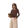 thumbnail image 6 of Seamless Women'S Long Sleeve Crop Yoga Top - High Stretch, Ideal for Gym & Yoga Brown XXL, 6 of 9