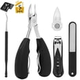 thumbnail image 1 of Herramientas para uñas encarnadas, 5 cortaúñas para uñas gruesas o encarnadas, mango de agarre suave con limpiador y lima de uñas, kit profesional de pedicura., 1 of 8