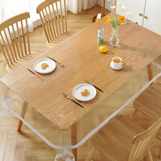 Clear Table Protector Square,Thick Waterproof Clear Desk Pad, Plastic