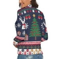 thumbnail image 3 of Knitted Christmas Deer Snow Women's Turtleneck Sweater Long Sleeve Ribbed Fitted Turtle Neck Casual Fall Winter Collection Top L, 3 of 4