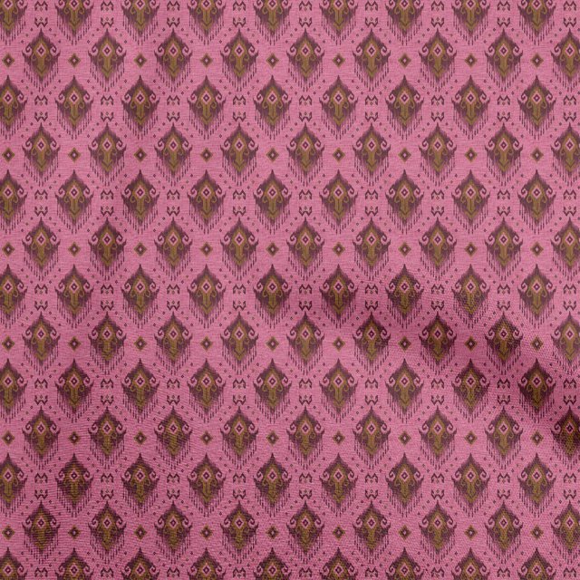 oneOone Polyester Spandex Pink Fabric Asian Ikat Fabric For Sewing Printed Craft Fabric By The Yard 56 Inch Wide
