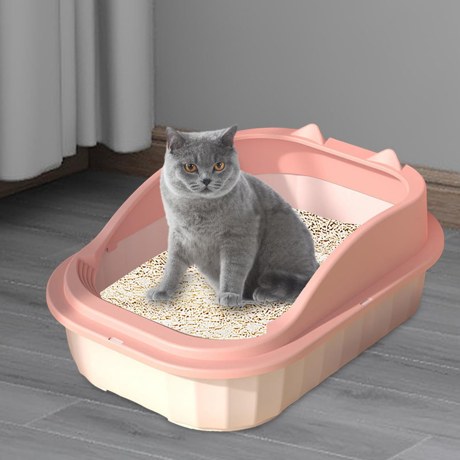 Bvdfgk Cat Litter Box Open Top Pet Litter Tray Cat Litter Container Semi Enclosed Potty pink L