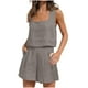 thumbnail image 2 of Puntoco 2023 Conjunto de 2 piezas de moda para mujer, top corto sin mangas, pantalones cortos, conjunto de cintura alta con bolsillos Puntoco Puntoco-2610, 2 of 8