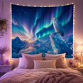 thumbnail image 2 of Snowy Owl on Blue Ice Cliff Under Northern Lights, Mystical Fantasy for Nature Lovers, Arctic Wildlife Wall Art Christmas Gift Tapestry Wall Hanging for Living Room and Bedroom, 2 of 7