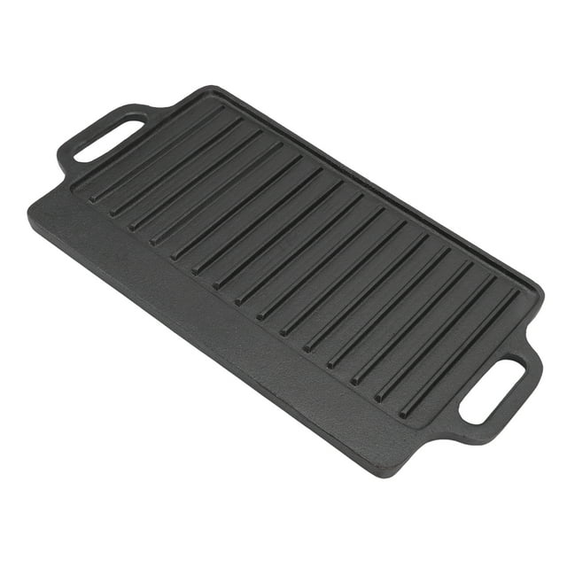 Cast Iron Griddle Stove Top Grill Stove Top Griddle Grill Griddle Household Cast Iron Teppanyaki Plate Thickened Rectangular Double Sided Barbecue Grill 40x20CM