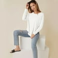thumbnail image 4 of DODOING Womens Workout Tops Long Sleeve Crew Neck Loose T Shirt Casual Loose Long Sleeve Basic Shirt Top Plus Blouse, 4 of 8