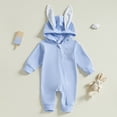 thumbnail image 2 of Coerni New Born Baby Easter Bunny Outfits Jumpsuits Boys Girls Cute Ear Hooded Onesie Zip Up Easter Rabbit Shaped Bodysuit, 2 of 9