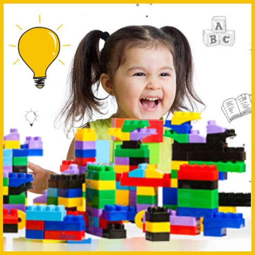 300 Pieces Dimple Soft Kid-Friendly Plastic Multi Colored Building Block Set 