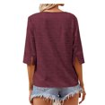 thumbnail image 3 of Langwyqu Solid Color Women Half Sleeve V Neck Casual Shirt Tops, 3 of 4