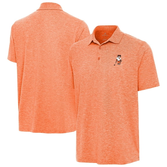 Men's Antigua Heather Orange Clemson Standing Tiger Golf Par 3 Polo