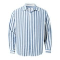 thumbnail image 3 of EHRWE Shirts For Men Male Long Sleeve Lapel Shirt Casual Striped Holiday Cardigan Shirt Tops Classic Fashion, 3 of 5