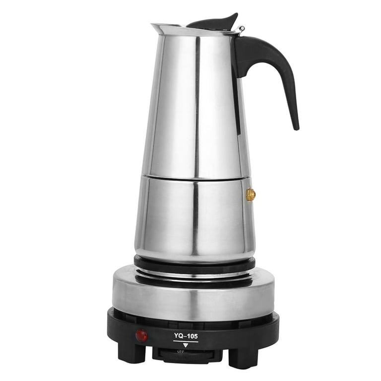 9-Cup 450ml Electric Espresso Coffee Maker, Stainless Steel Moka