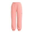 thumbnail image 5 of Women's Solid Color Jogger Pants, Elastic Drawstring Waist Casual Long Trousers with Dual Side Pockets, Comfort Loose Fit Bottoms for Sports and Daily Wear Pink L(L), 5 of 7