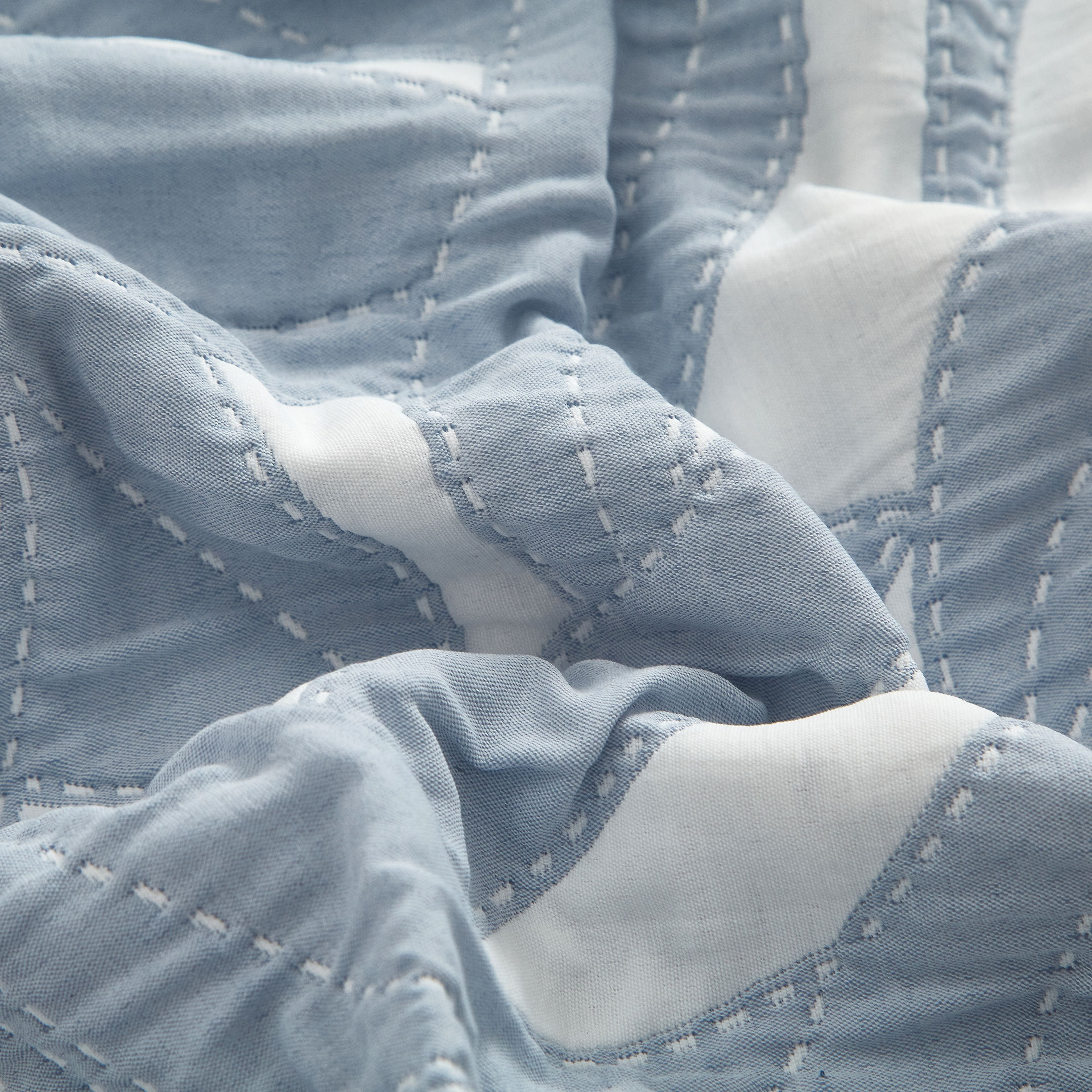 Mainstays Iris Leaf Stitched Pillow Sham, King, Light Blue, 1 Pack