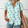 thumbnail image 5 of Womens Hawaiian Shirts Basic Collared Tee Shirt Coconut Palm Hawaii Style Blouses Tops Button Down Short Sleeve Blouses Summer Beach T Shirt Tropical Shirts Loose Flowy Cardigans, 5 of 6