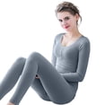 thumbnail image 2 of Ynynloco Thermal Underwear for Women Stretch Long Johns with Fleece Lined Base High Waisted Layer Women Cold Weather Top Bottom, 2 of 5