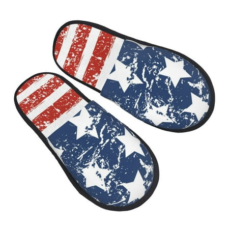 

KLL USA Colors Stripes1 Slippers for Women Men House Slip on Indoor Outdoor Bedroom Furry Fleece Lined Ladies Comfy Anti-Skid Rubber Hard Sole-Medium