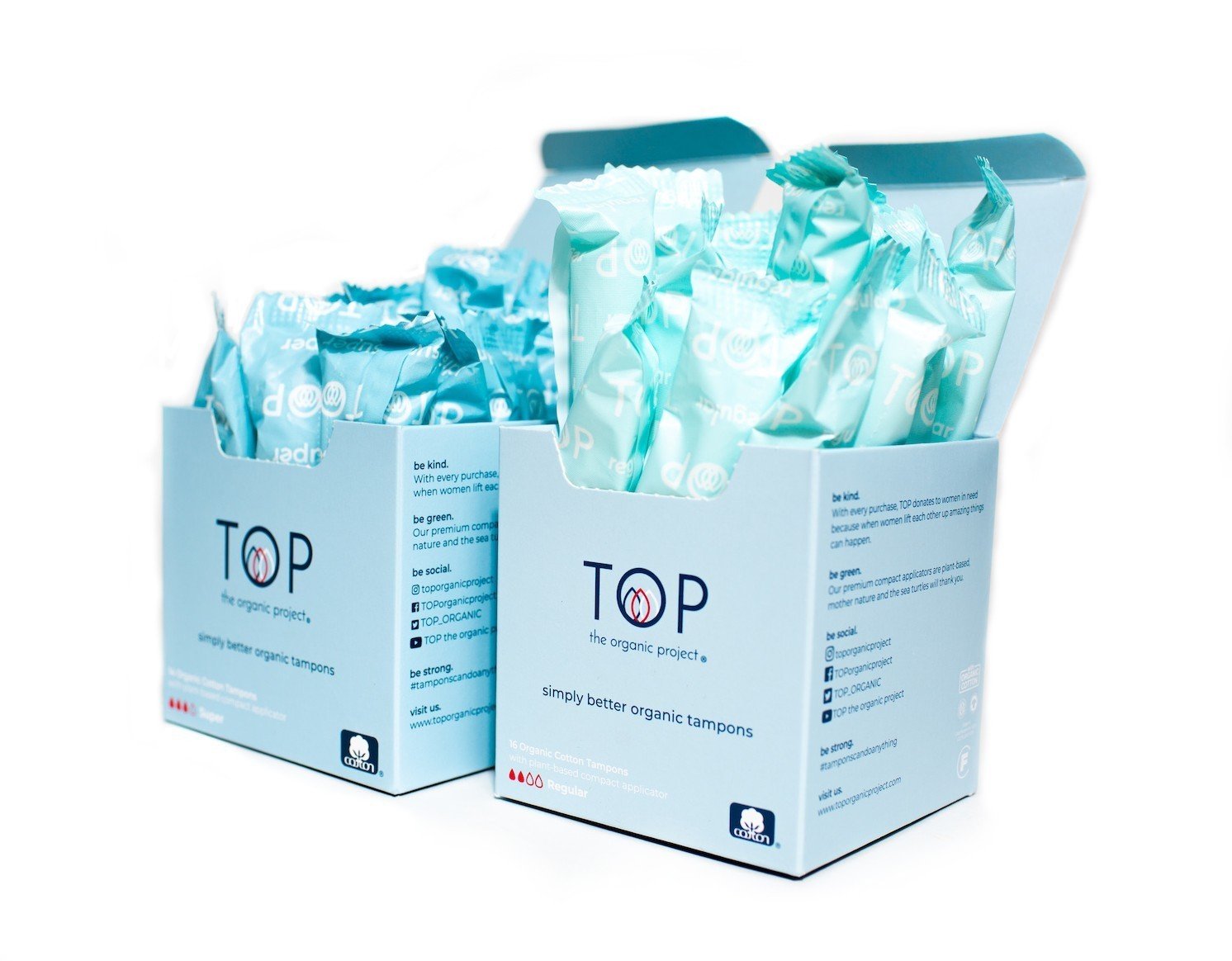 TOP Regular & Super Organic Cotton Tampons with Plant Based Applicator