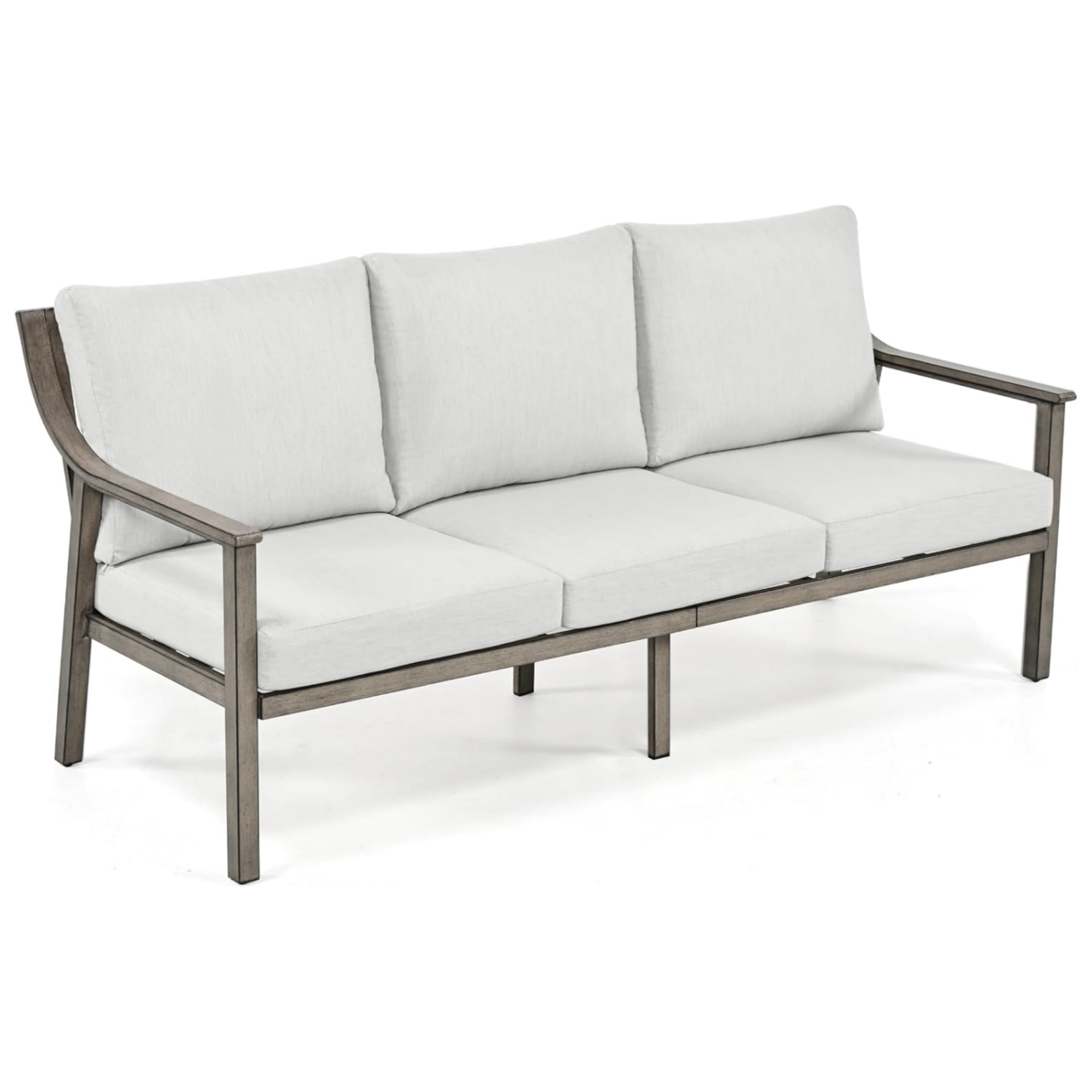 T-Patio Aluminum Outdoor Sofa, All Weather Patio 3-Seater Sofa, Grey, Set of 1