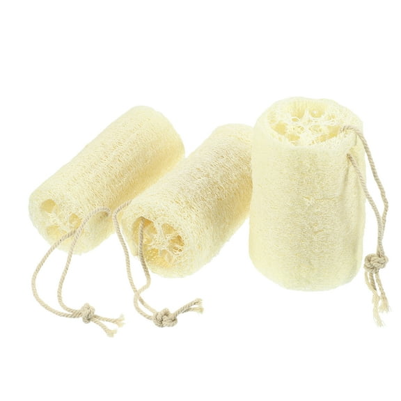 Unique Bargains 3 Pcs Hang Natural Loofah Sponge for Body Shower Clean Exfoliating Beige 3.94"