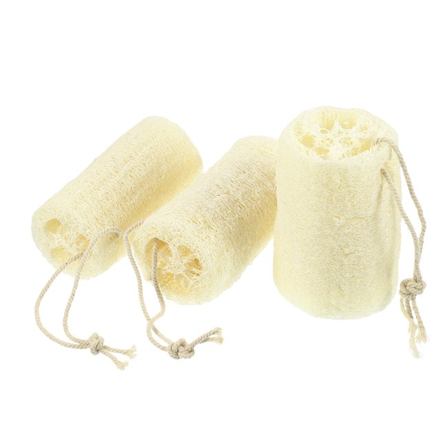Unique Bargains 3 Pcs Hang Natural Loofah Sponge for Body Shower Clean Exfoliating Beige 3.94'