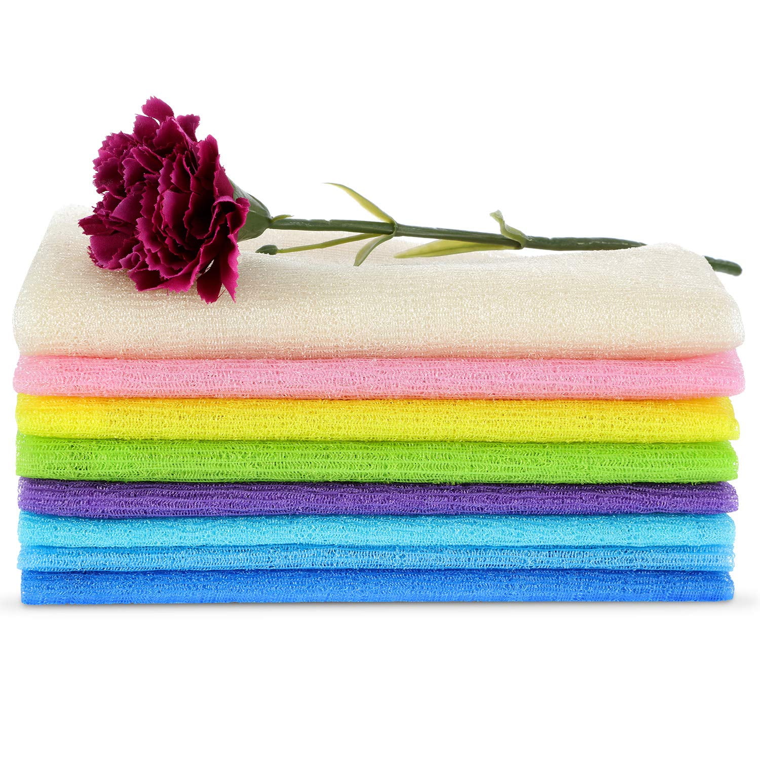 TekDeals 6 Exfoliating Wash Cloth Nylon Japanese Korean Bath Towel Body Back Skin Scrub