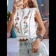 thumbnail image 5 of Blusa Corta Sin Mangas con Cuello Alto y Encaje Bordado Floral para Mujer M, 5 of 8