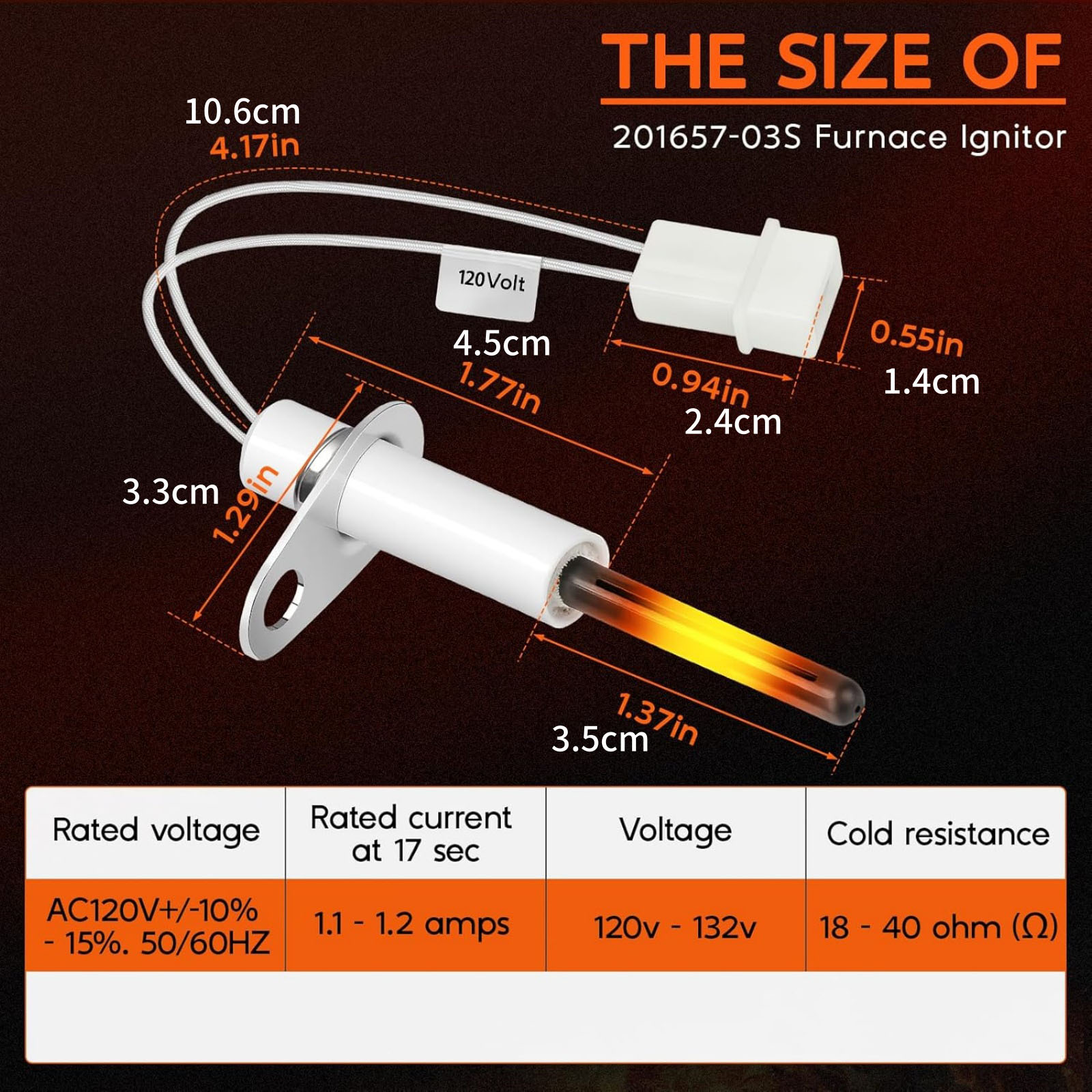 TAPDRA Hot Surface Furnace Ignitor Silicon Nitride Aluminum Alloy 120V-132V OEM 20165703S For Amana Heating Systems