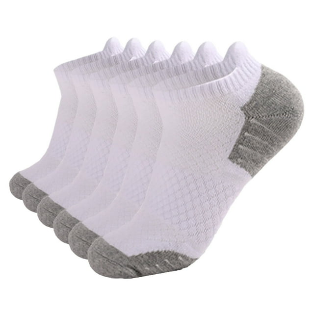 Calcetines Prolriy para hombre, bajos, con amortiguación, para correr, atléticos, transpirables, 6 pares, tobilleros, deportivos, blancos, XL