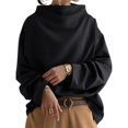 thumbnail image 2 of Womens Oversized Sweatshirts Stand Collar Pullover Long Sleeve Hoodies Tops Fall Fashion Outfits Clothes Black S, 2 of 9