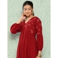 thumbnail image 6 of Janasya Women's Maroon Rayon Solid Gathered Kurta, 6 of 7