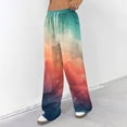 thumbnail image 3 of YIFUNIN Women's Printed Elastic Waist Wide Leg Pants, Tie Dye Gradient Casual Drawstring Trousers, Loose Fit Bohemian Style Fashion,Yellow XL, 3 of 5