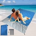 thumbnail image 4 of Neinkie Couverture de Plage Couverture de Plage Extra Large pour 3-5 Adultes, Tapis de Plage Résistant au Sable, Compact et Léger, Couverture de Sable avec 4 Piquets, Parfait pour Voyager, Camping, Randonnée, 4 of 7