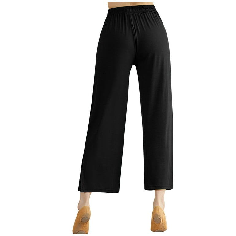 JNGSA Palazzo Pants for Women,Wide Leg Yoga Pants for Women High Waisted  Drawstring Joggers Casual Loose Plus Size Lounge Dancing Trousers Clearance  