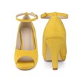 thumbnail image 5 of BLISSFUL STEP Platform Peep Toe Ankle Strap Stiletto Heel Pumps for Women Yellow 9.5, 5 of 6