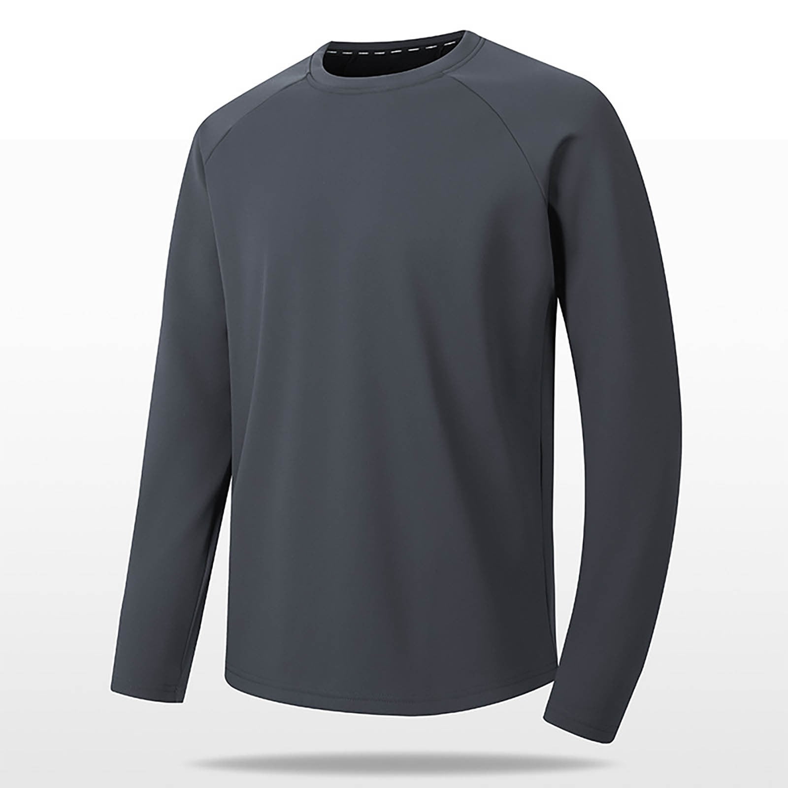 VSSSJ Men's Athletic T-Shirts Long Sleeve Raglan Crew Neck Muscle Fit Workout Fitness Running Solid Color Basic Pullover Shirt Dark Gray M