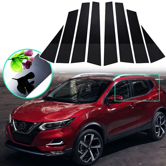 8Pcs Glossy Black Pillar Post Door Window Cover Trim For 2014-2020 Nissan Rogue