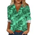 thumbnail image 3 of TaTaai Ladies Casual Lapel Long Sleeve Shirt Cotton Linen Like Hawaiian Print All Over Pattern Fashion Top for Spring Summer Fall Daily Street Wear Soft Comfortable Stylish Blouse Gift, 3 of 6
