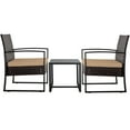 thumbnail image 3 of Ainfox 3 Piece Balcony Bistro Set, Outdoor Furniture with Wicker Rattan Chairs and Coffee Table, Brown, 3 of 10