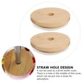 thumbnail image 5 of Bamboo Mason Jar Lids with Straw Hole for Kitchen Use Khaki Synthetic Material Fits Wide Mouth Jars 2 Pieces, 5 of 6