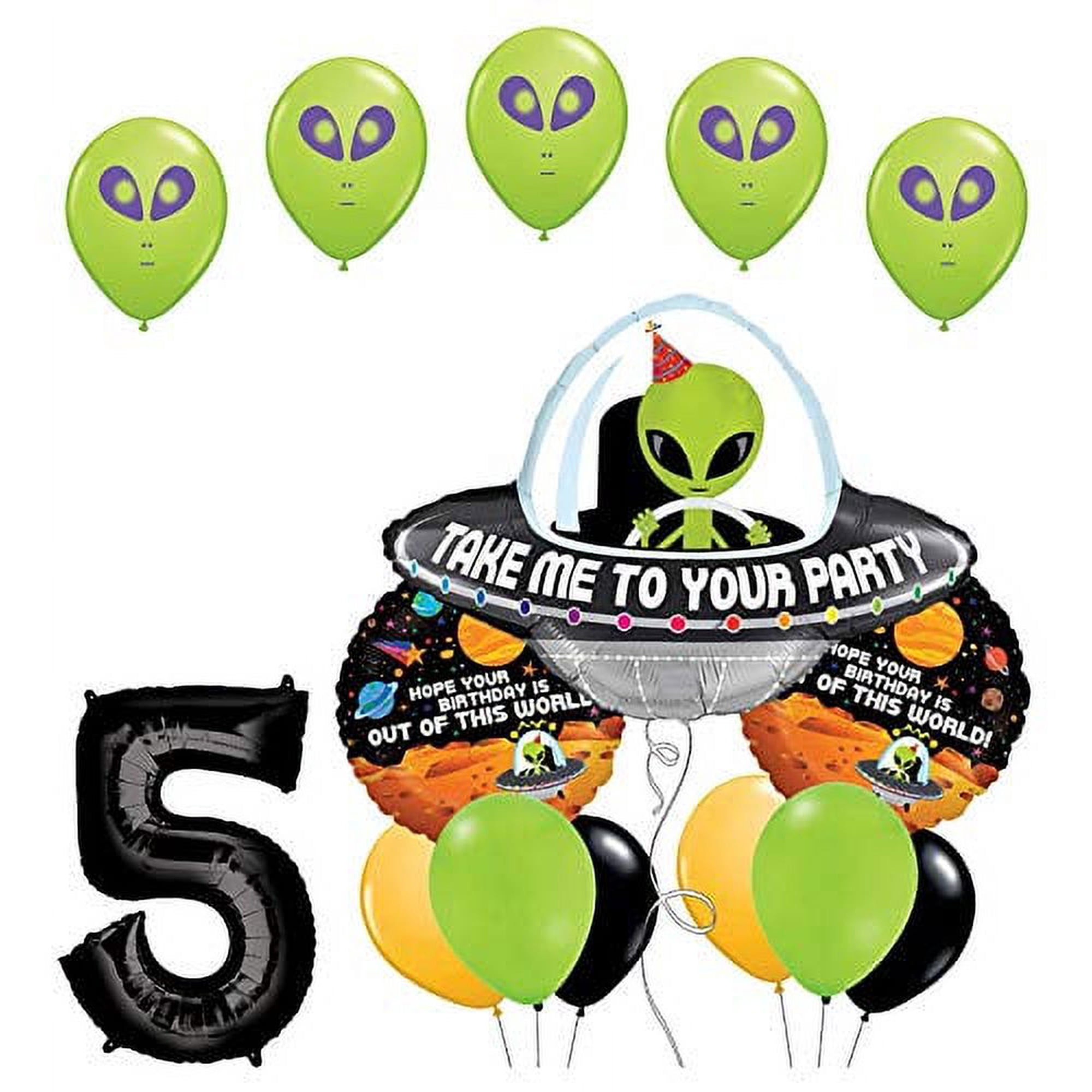 Space Alien 5th Birthday Party Supplies Balloon Bouquet Decorations