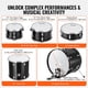 thumbnail image 3 of VEVOR Juego de batería para adultos, 5 piezas, 22 pulgadas, kit completo de batería de tamaño completo con bajo Toms Snare, tambor de piso, soportes de trono ajustables, 3 of 9