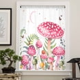 thumbnail image 4 of Mushroom Semi Sheer Curtains Drapes for Living Room, Bedroom, French Doors Window 72 Inches Long, Pink Butterfly Rustic Botanical Leaf Rod Pocket Chiffon Curtain Drapery Voile Draperies Panel, 4 of 6