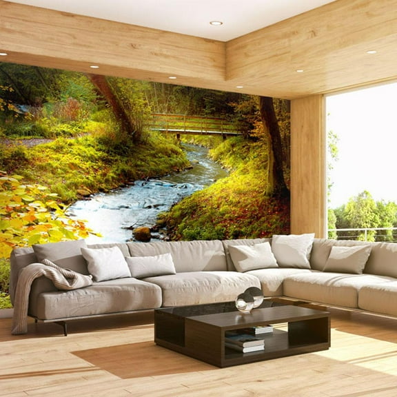Tiptophomedecor Landscape Wallpaper Wall Mural - Brook Sunrise