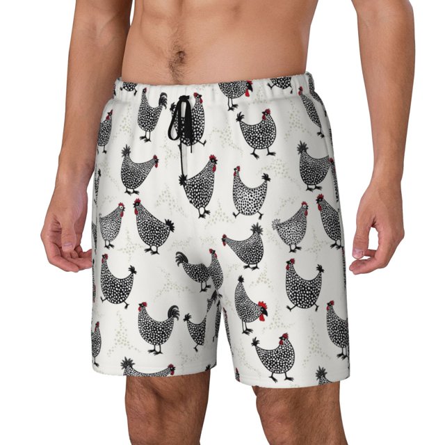 Fotbe Funny Chicken Traje de Baño para Hombre – Shorts de Natación de Secado Rápido con Forro y Bolsillos-XX-Large