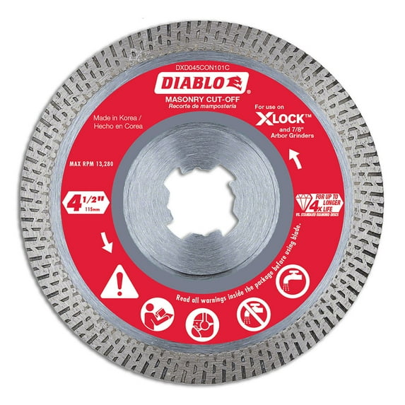 Diablo-DDX045CON101C 4-1/2 in. Diamond Continuous Masonry Cut-Off with X-LOCK arbor