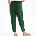 thumbnail image 3 of Pantalones casuales de mujer Color puro botón cintura elástica pantalones largos sueltos para mujer para uso diario al aire libre verde 3XL, 3 of 5