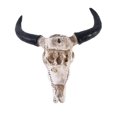 thumbnail image 4 of Escultura de cabeza de toro de cuerno largo de vaca, cabeza de animal de resina, esqueleto de calavera, decoración para colgar en la pared, adornos creativos de Halloween, manualidades para el hogar,, 4 of 5